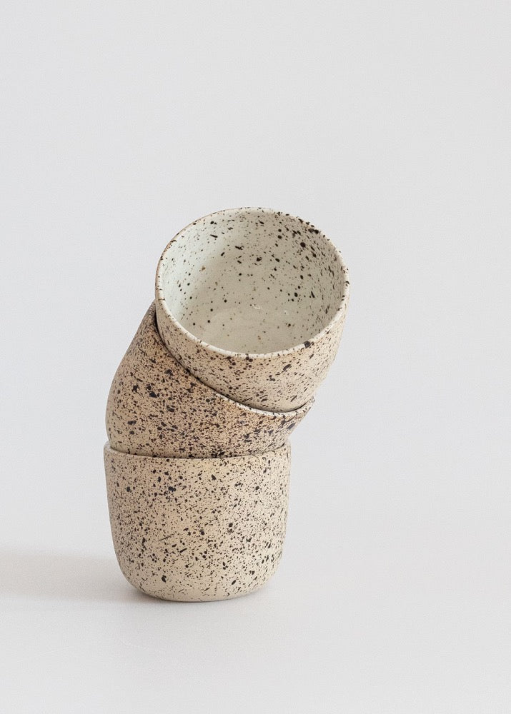 Stoneware ceramic coffee cup - 4, 6, 8.5 oz, 120-250 ml, Black beige coffee cup set, No handle handmade mug, Minimal nordic style tumbler